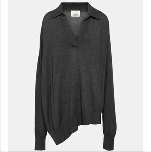 Isabel Marant Giliane Wool-Blend Asymmetrical Polo Sweater – Size 44 XXL Black